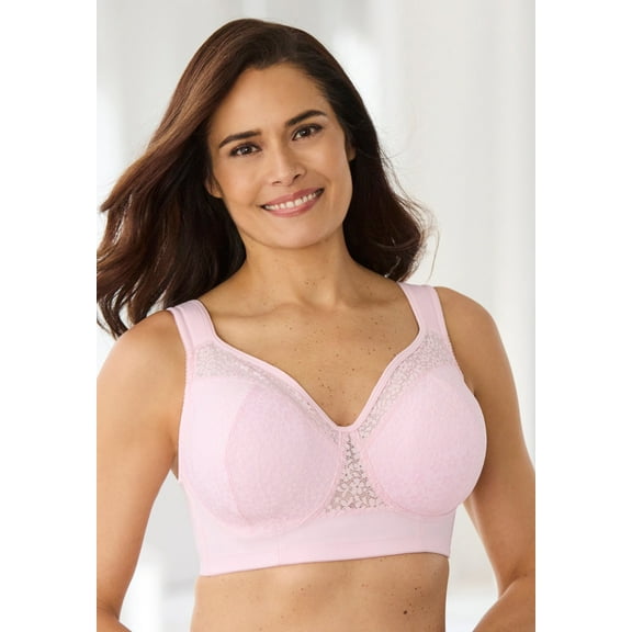 Comfort Choice Women's Plus Size Full Coverage Lace Overlay Bra