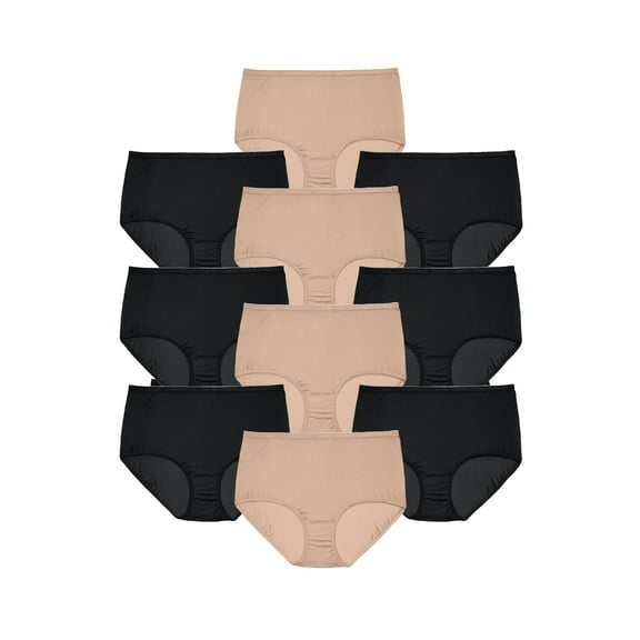 Comfort Choice Plus Size Full Coverage Nylon Brief 10-Pack