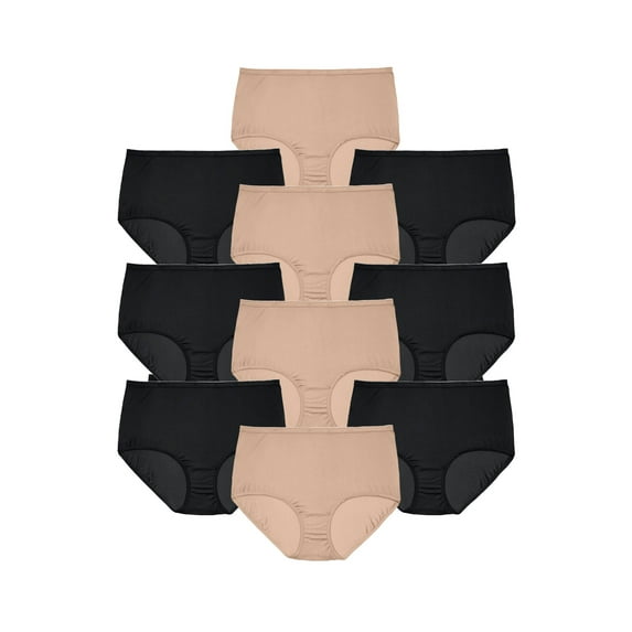 Comfort Choice Plus Size Full Coverage Nylon Brief 10-Pack