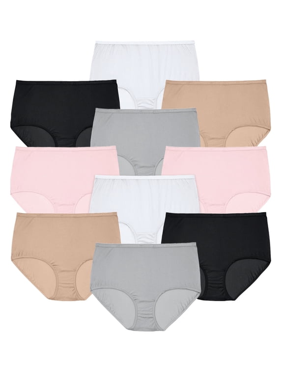 Plus Size Full Coverage Classic Nylon Brief Pack