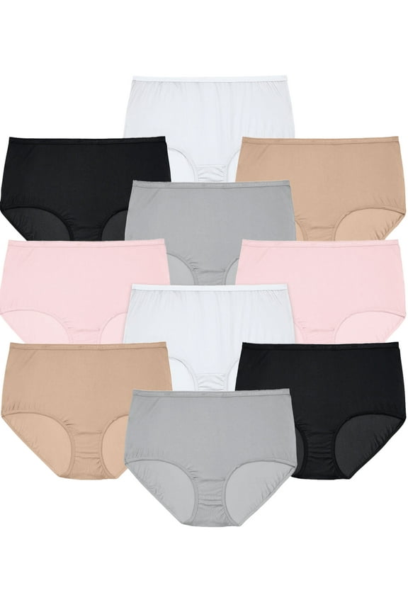 Plus Size Full Coverage Nylon Brief 10-Pack
