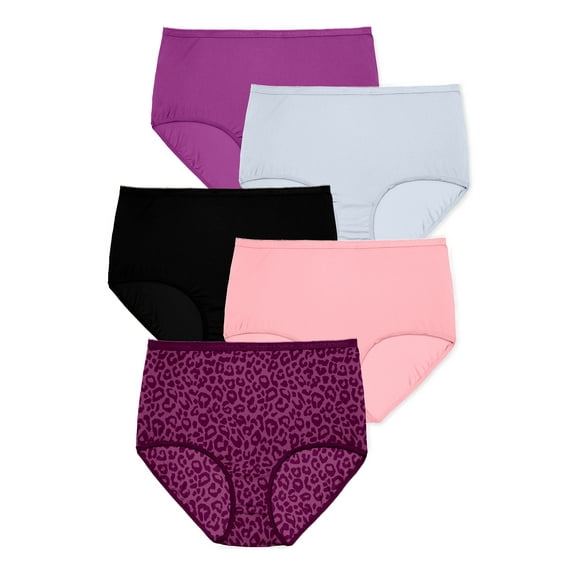 Comfort Choice Plus Size Full Coverage Nylon Brief 5-Pack