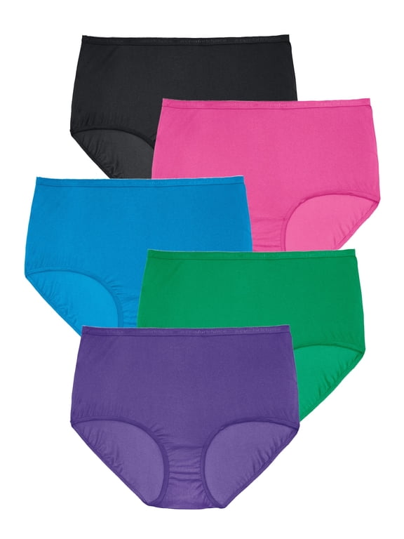 Plus Size 5-Pack Classic Silky Nylon Brief