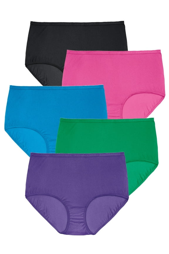 Plus Size Full Coverage Nylon Brief 5-Pack