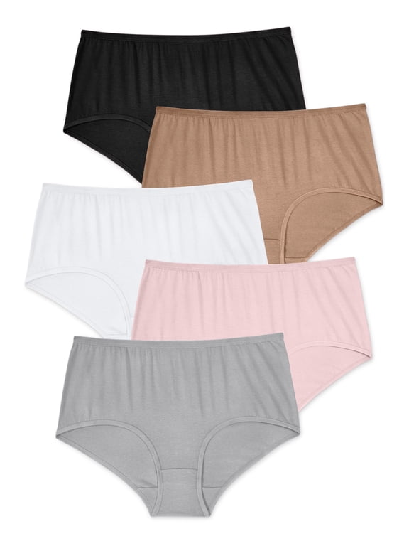 Plus Size Full Coverage Stretch Cotton Brief 5 Pack