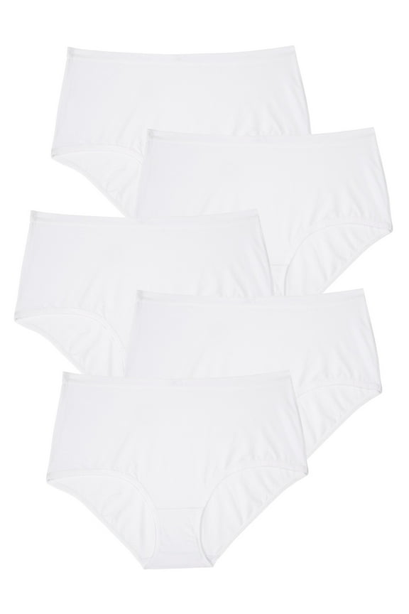 Plus Size Full Coverage Stretch Cotton Brief 5-Pack