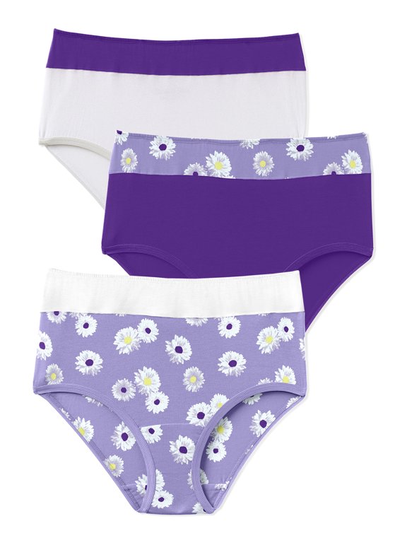 Plus Size Full Coverage Stretch Cotton Color Block Brief 3-Pack