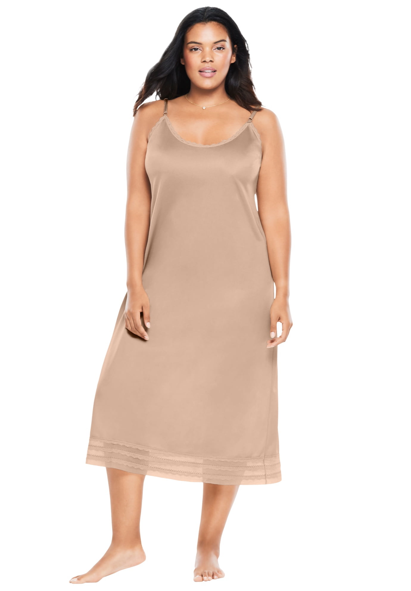 Comfort Choice Women's Nylon Plus Size Full Slip Dress Clothing