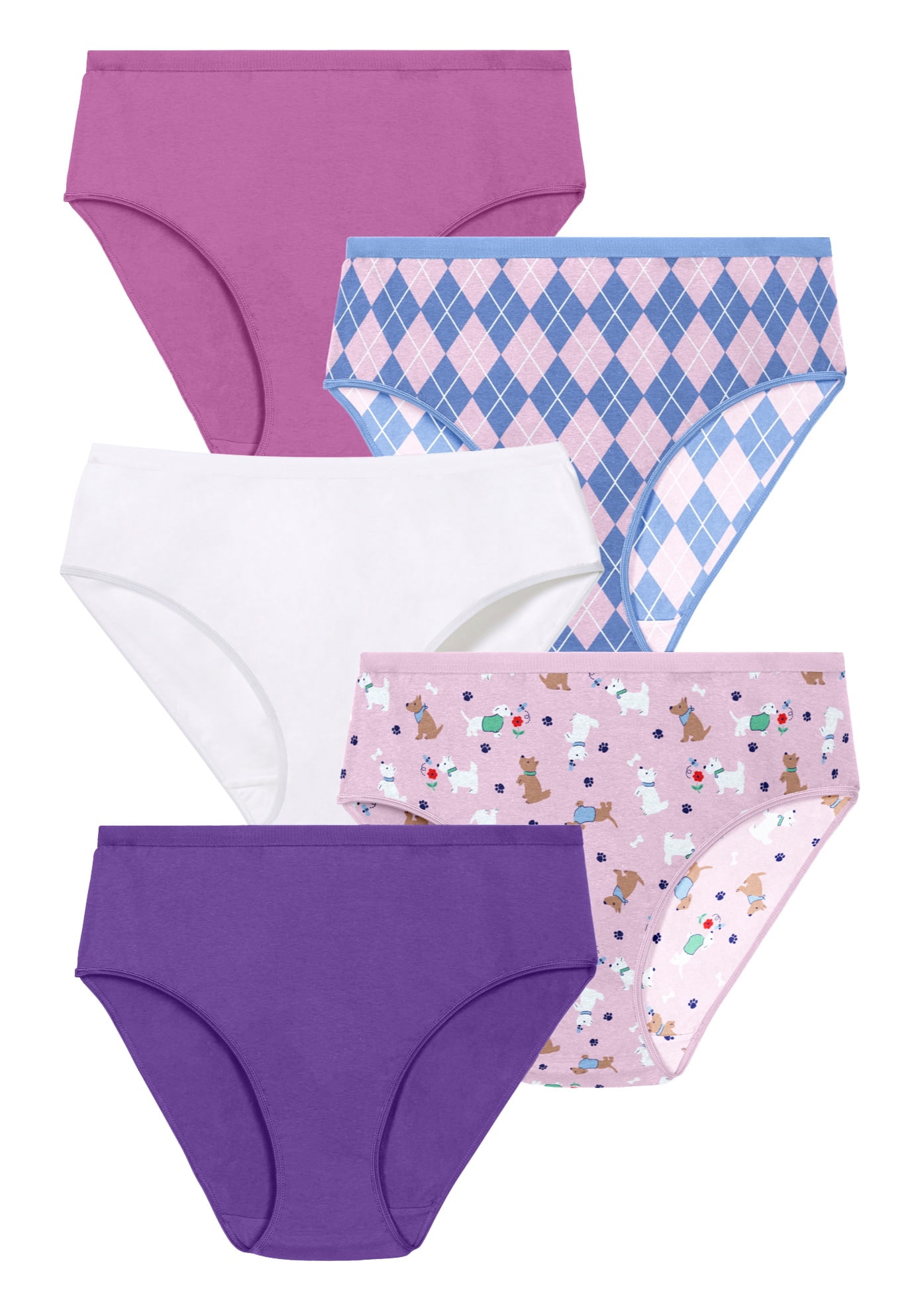 Comfort Choice Women's Plus Size Hi-Cut Cotton Brief 5-Pack - 7, Basic Pack  Multicolored at  Women's Clothing store