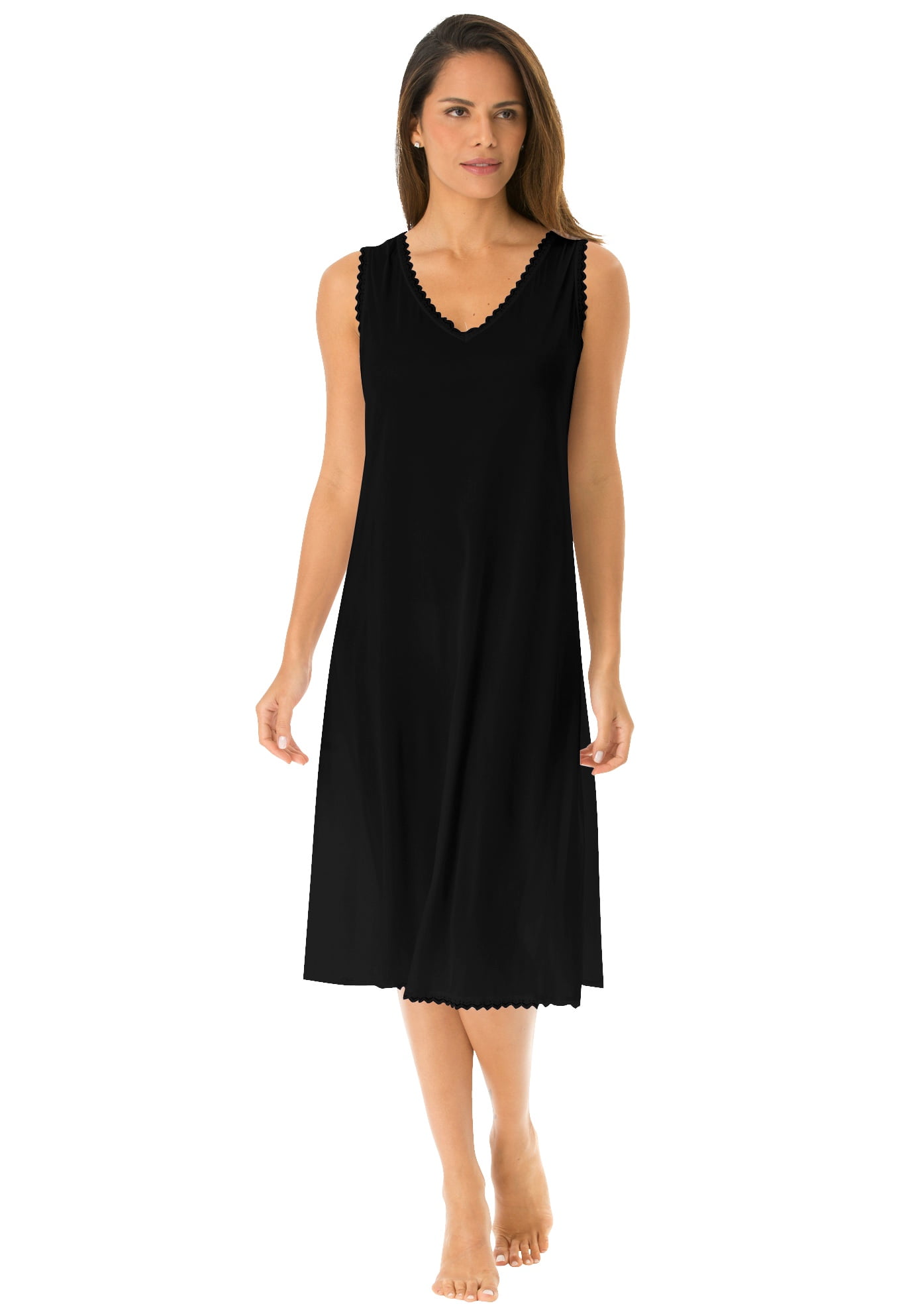 knee length dresses for ladies Elegant Plus Size Lace Patchwork Slip Dress with Slit main image 0