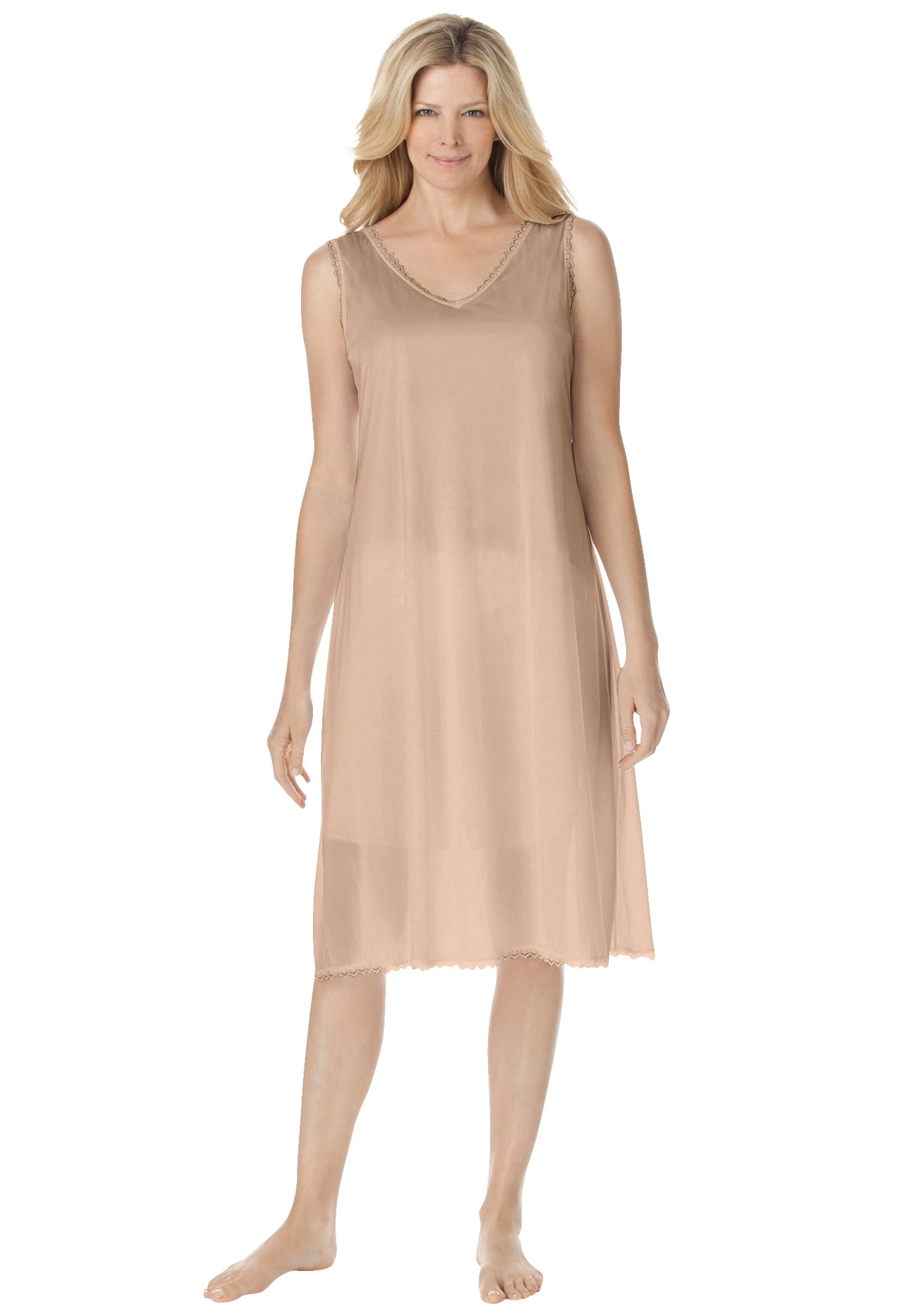 Comfort Choice Women's Plus Size Full Length Dress Wear Lace-Trim Slip -  Walmart.com