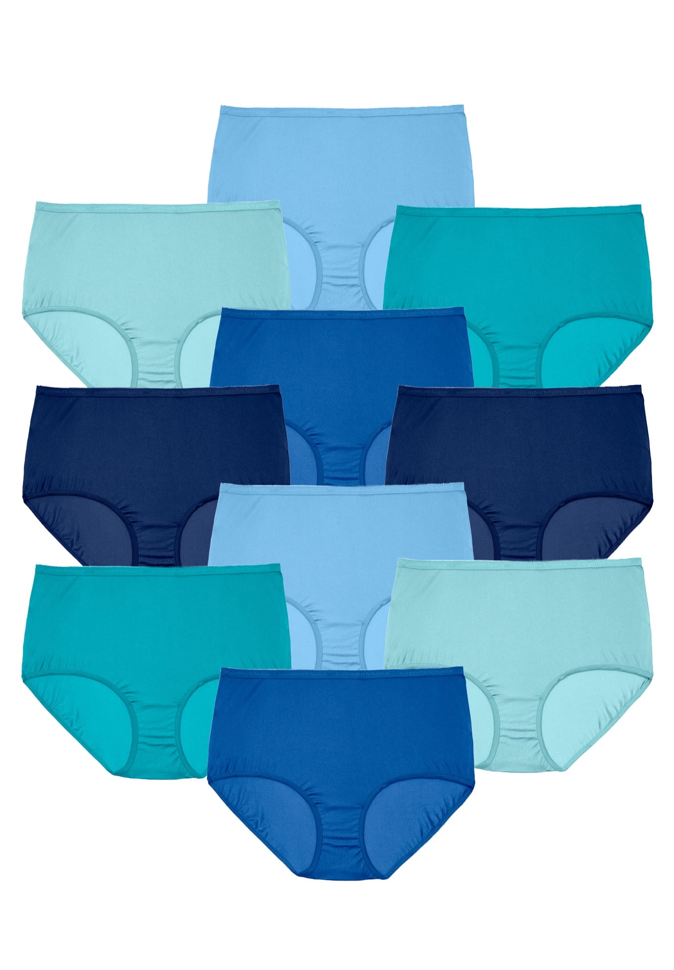 Comfort Choice Women's Plus Size Nylon Brief 10Pack Underwear