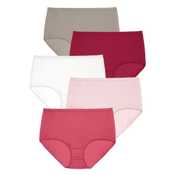 Comfort Choice Women's Plus Size Full Coverage Nylon Brief 5-Pack