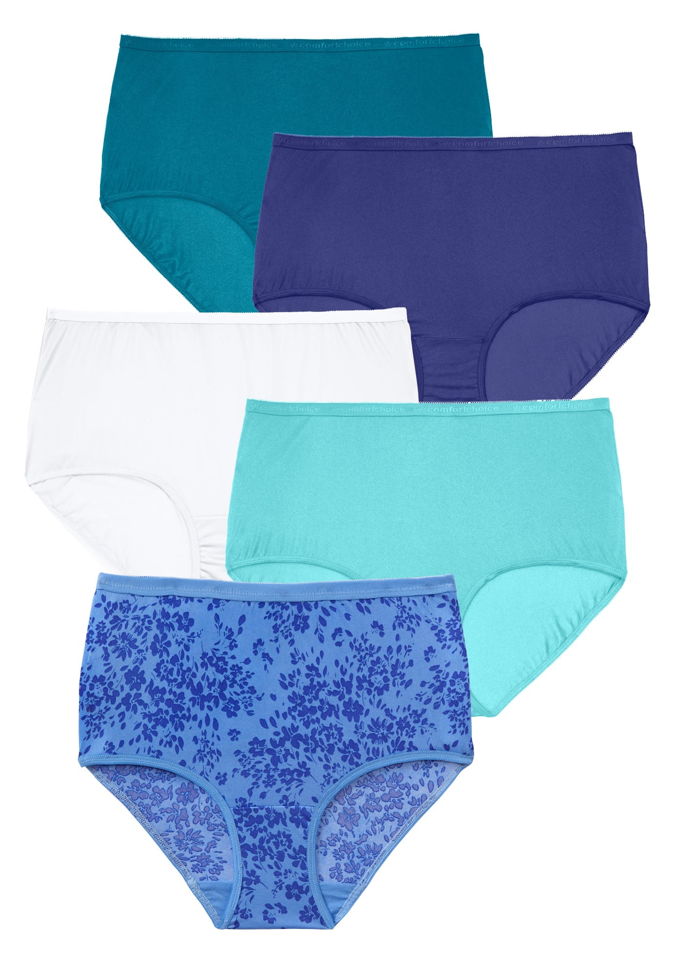 Comfort Choice Women's Plus Size Nylon Brief 5Pack