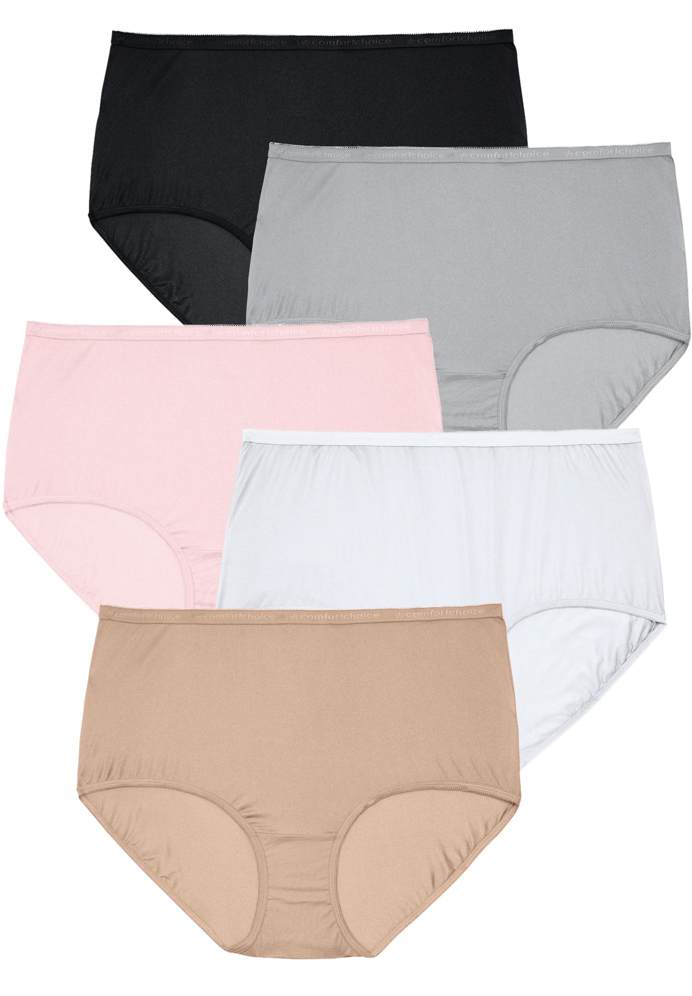 Comfort Choice Women's Plus Size Nylon Brief 5-Pack Underwear - Walmart.com