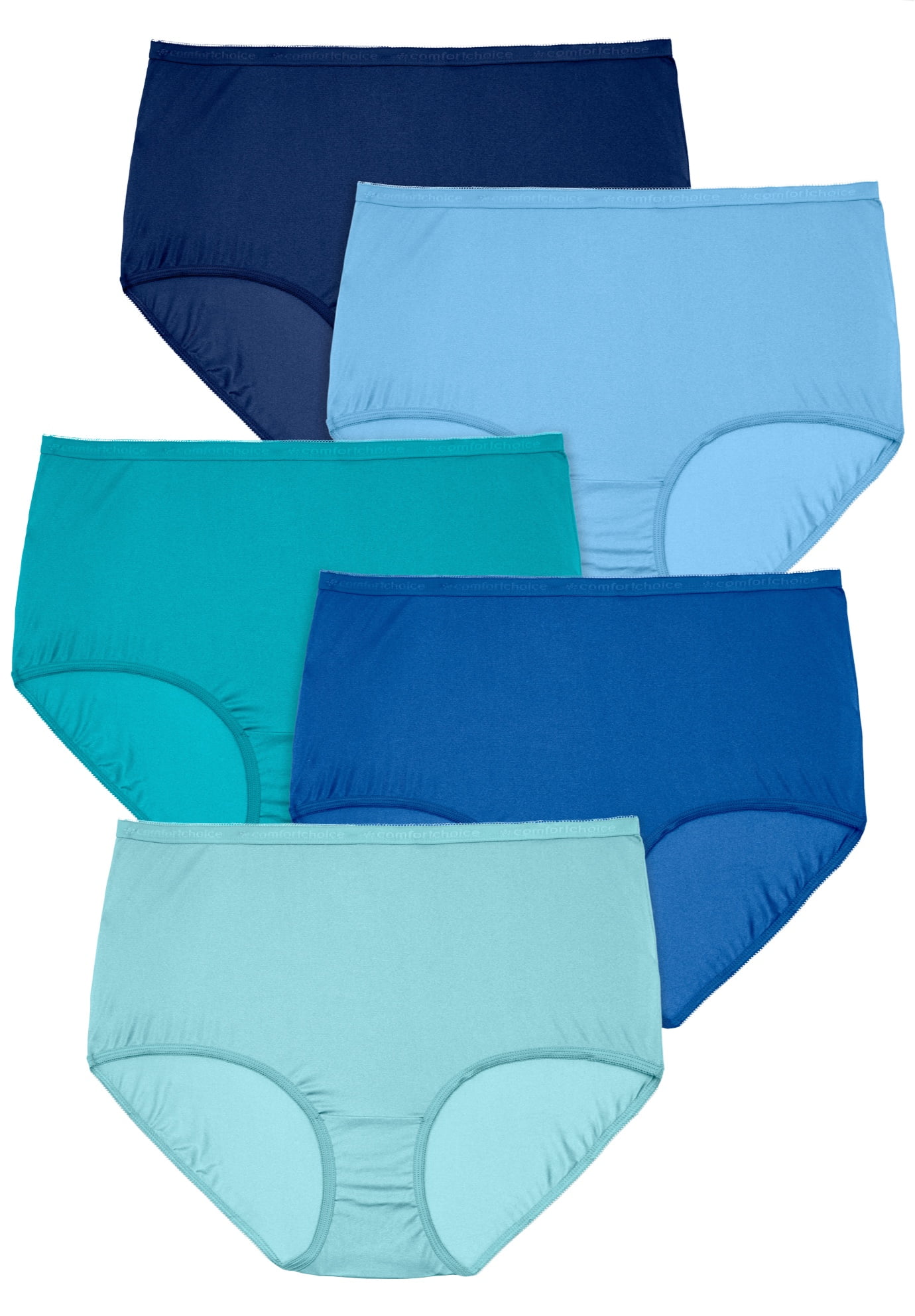 Comfort Choice Women's Plus Size 5-Pack Nylon Full-Cut Brief - Pastel Pack,  15 : : Clothing, Shoes & Accessories