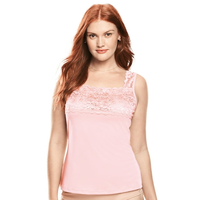 Comfort Choice Women's Plus Size Silky Lace-Trimmed Camisole