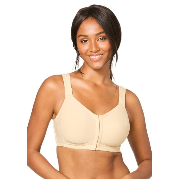 Comfort Choice Women's Plus Size Stay Cool Front Close Wireless Posture Bra