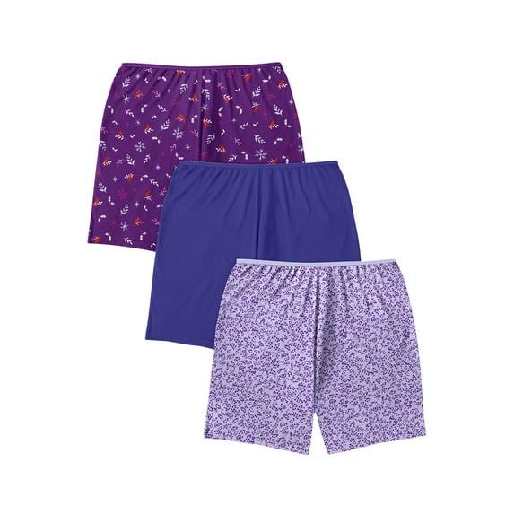 Comfort Choice Women's Plus Size Stretch Cotton Boxer 3-Pack Underwear