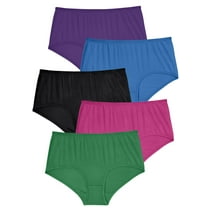 Comfort Choice Women's Plus Size Stretch Cotton Brief 5-Pack Underwear