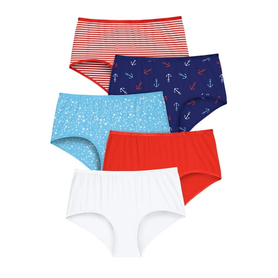 Comfort Choice Women's Plus Size Stretch Cotton Brief 5-Pack Underwear