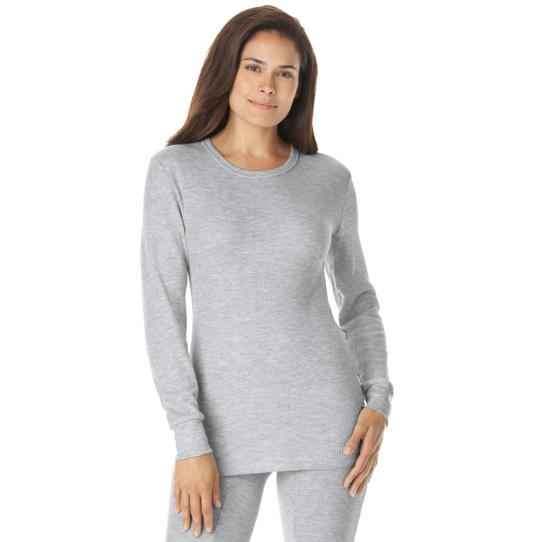 Comfort Choice Women's Plus Size Thermal Crewneck Long-Sleeve Top