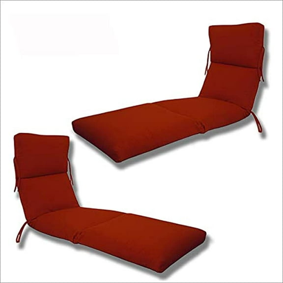 Comfort Classics Inc Set of 2 22x74x5 Sunbrella Indoor Outdoor Fabrics in Jockey Red CHANNELED Chaise Cushion