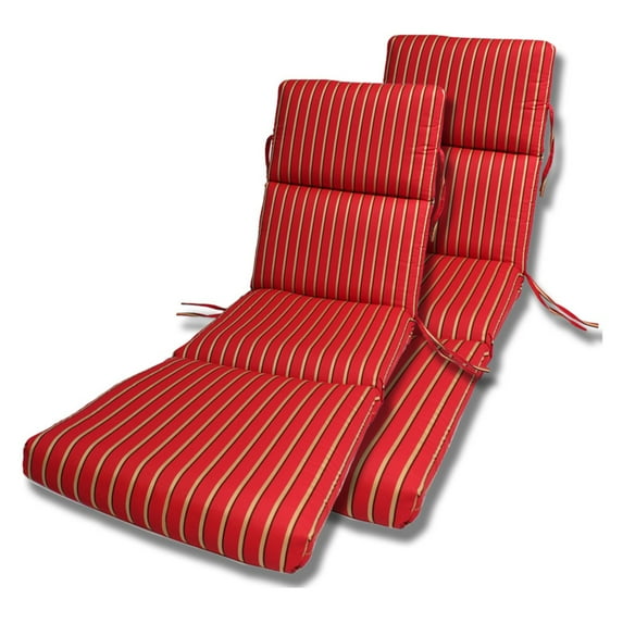Comfort Classic Channeled Indoor/Outdoor Sunbrella Chaise Lounge Cushion - Set of 2