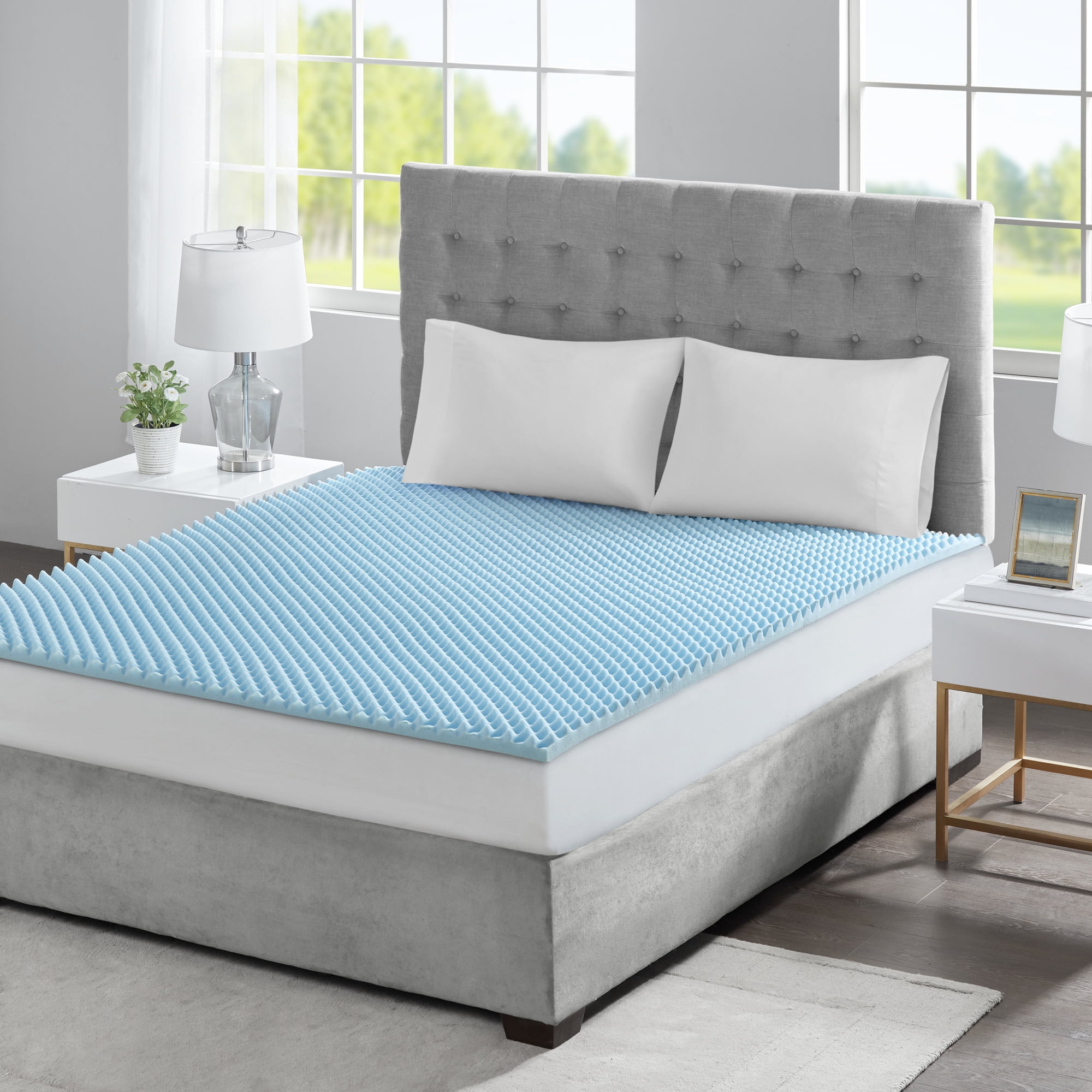 1.5 inch 5-Zone Memory Foam Bed Topper Aloe Infused Cooling Mattress Pad - Crown Comfort - Twin XL