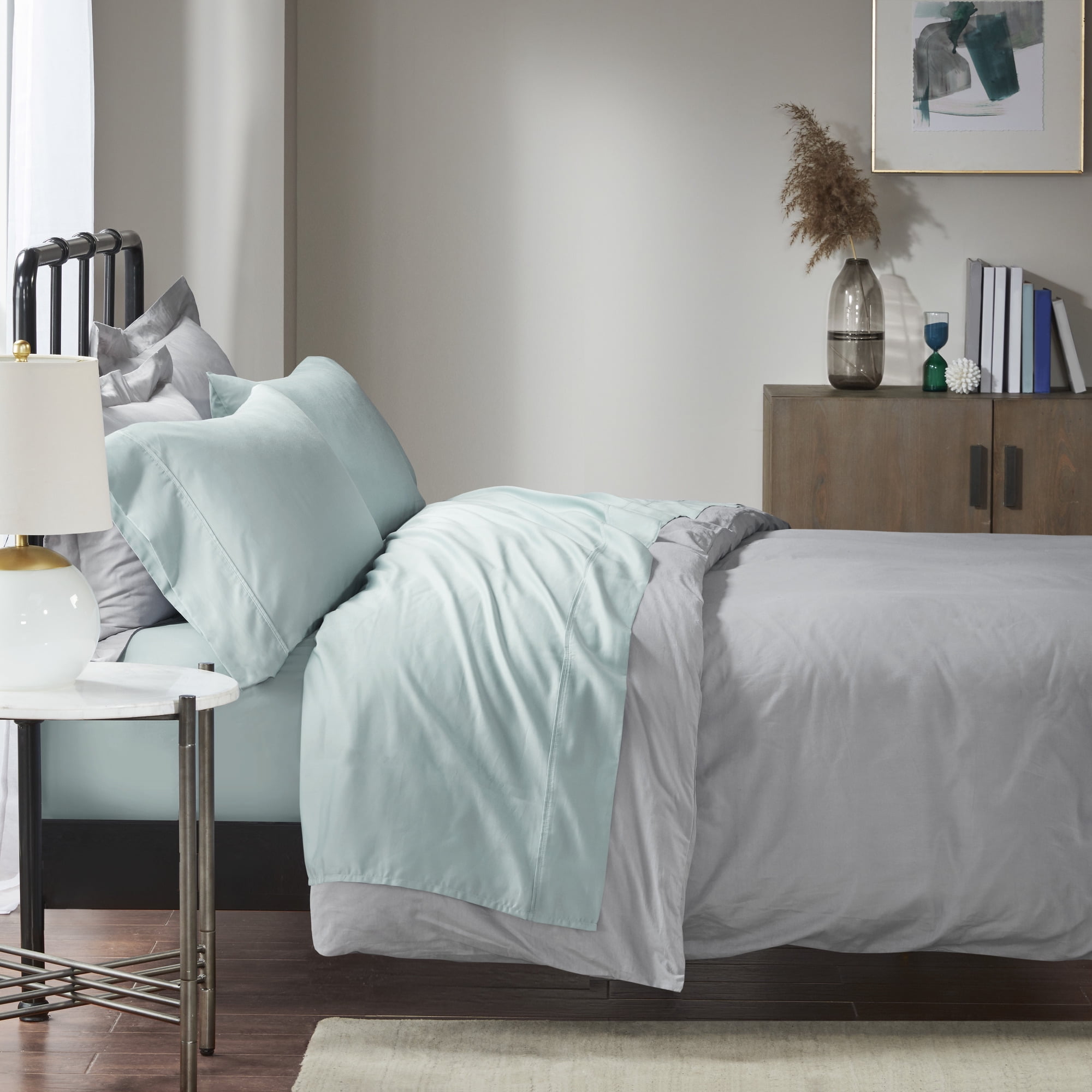 Seafoam Queen 1500 Thread Count Cotton Blend 4-Piece Sheet Set