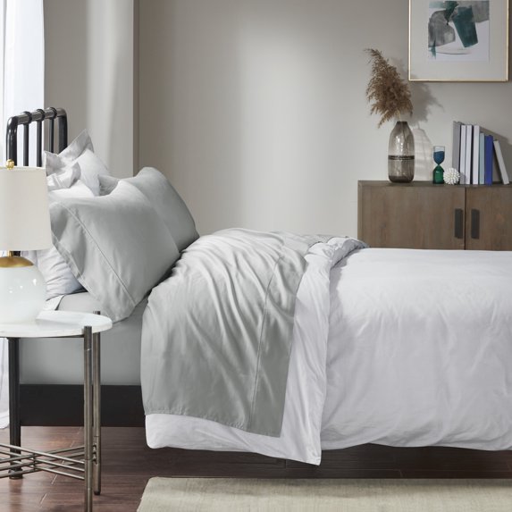 Comfort Classics 1500 Thread Count Cotton Rich 4 Piece Grey Sheet Set, Cal King