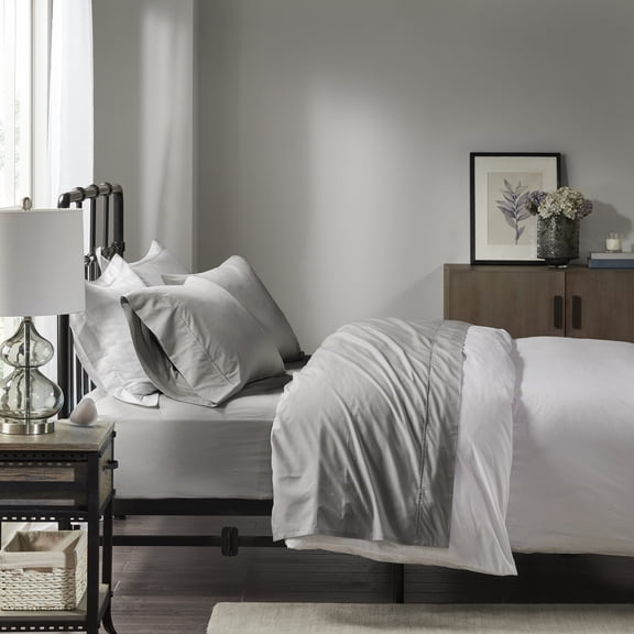 Comfort Classics Peached Percale 100% Cotton Sheet Set, Grey, King