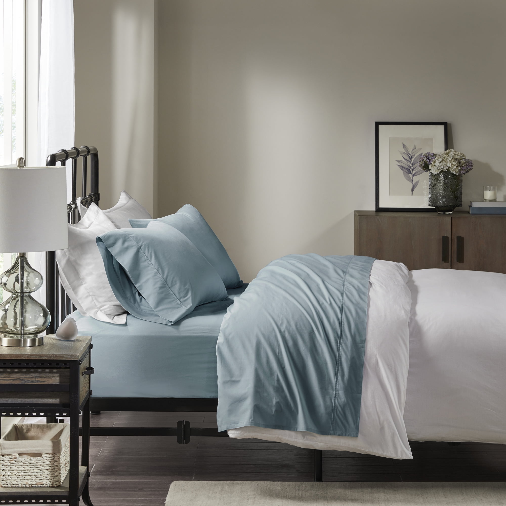 Twin White Cotton Percale Sheet Set