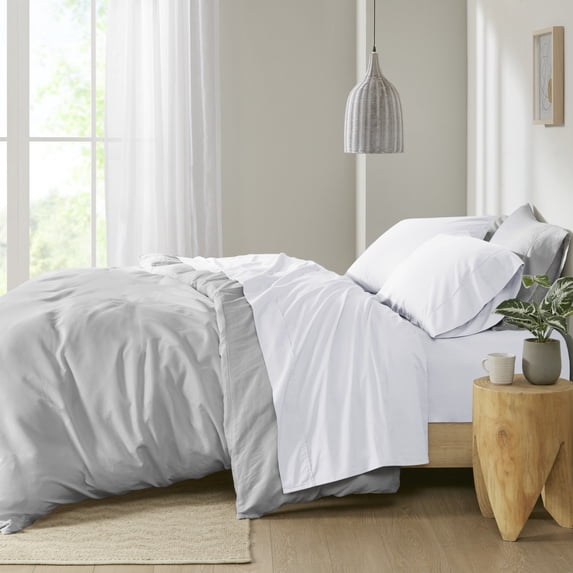 Comfort Classics 200 Thread Count Relaxed Cotton Percale Sheet Set, White, Full