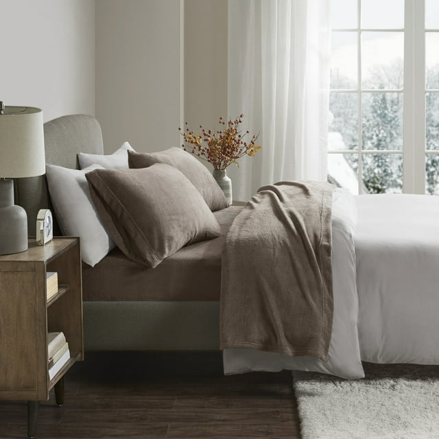 Comfort Classics 3-Piece Brown Soloft Micro Plush Sheet Set, Twin