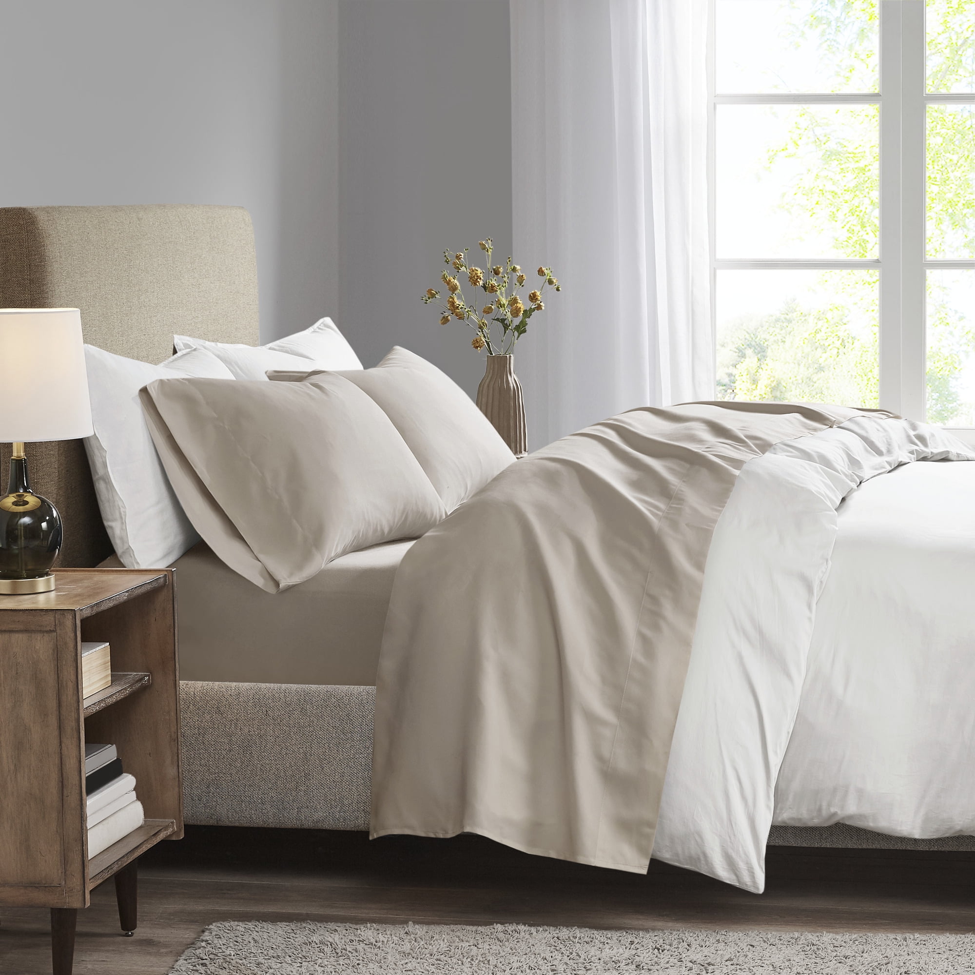 California King White Cotton Polyester Deep Pocket Sheet Set