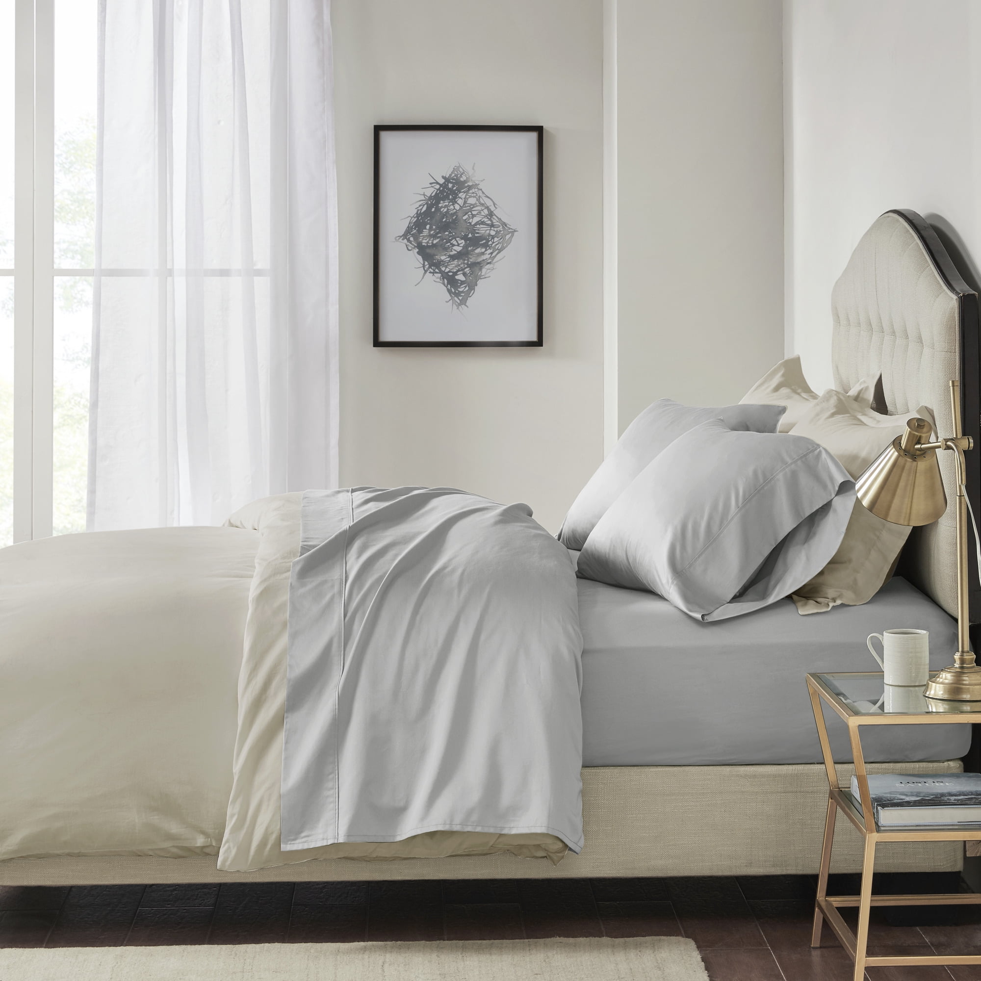 King Light Grey Pima Cotton Sheet Set with Baratta Hemstitch