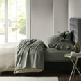 thumbnail image 1 of Madison Park 7-Piece 800 Thread Count Cotton Blend Sateen Sheet Set, Split King - Charcoal, 1 of 7
