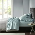 thumbnail image 1 of Madison Park 6-piece 800 Thread Count Cotton Blend Sateen Sheet Set, King - Aqua, Resistant to fading, shrinking and wrinkles, 1 of 7