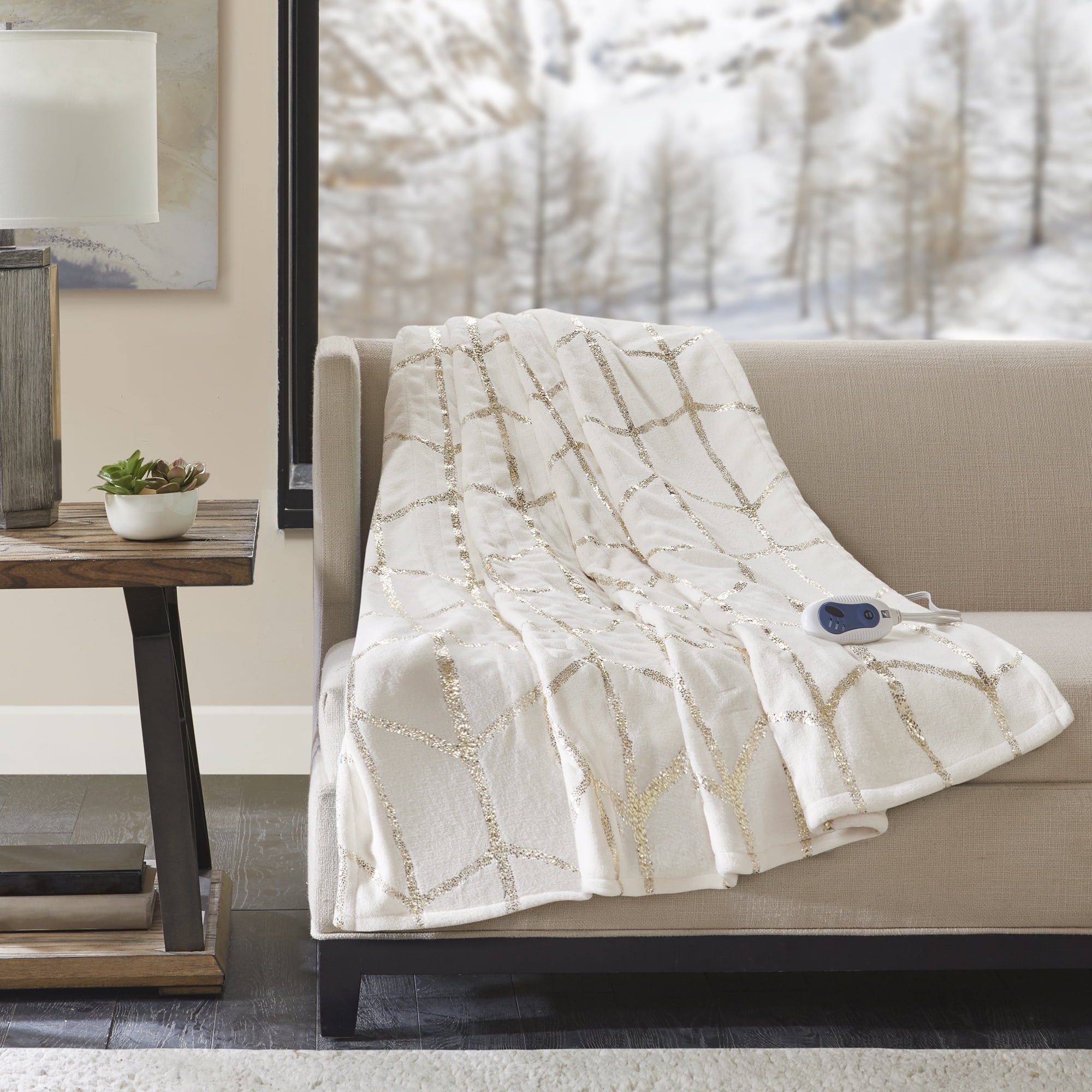 Arielle electric metallic print throw hotsell