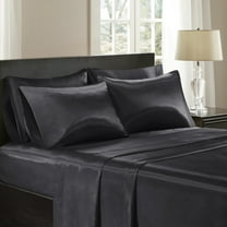 Comfort Classics Black Satin 6 Piece Sheet Set, Queen