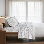 Regency Heights Twin Size Cotton Flannel Sheet Set, 3-Piece Flannel Bed Sheets Twin, 100% Cotton Bed Sheets Set with Deep Pocket, Pink/Grey Snowflakes