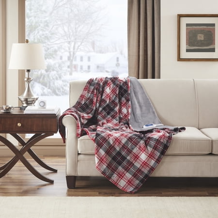 Comfort Classics Lucas Oversized Heated Plush Throw, 60x70", Red