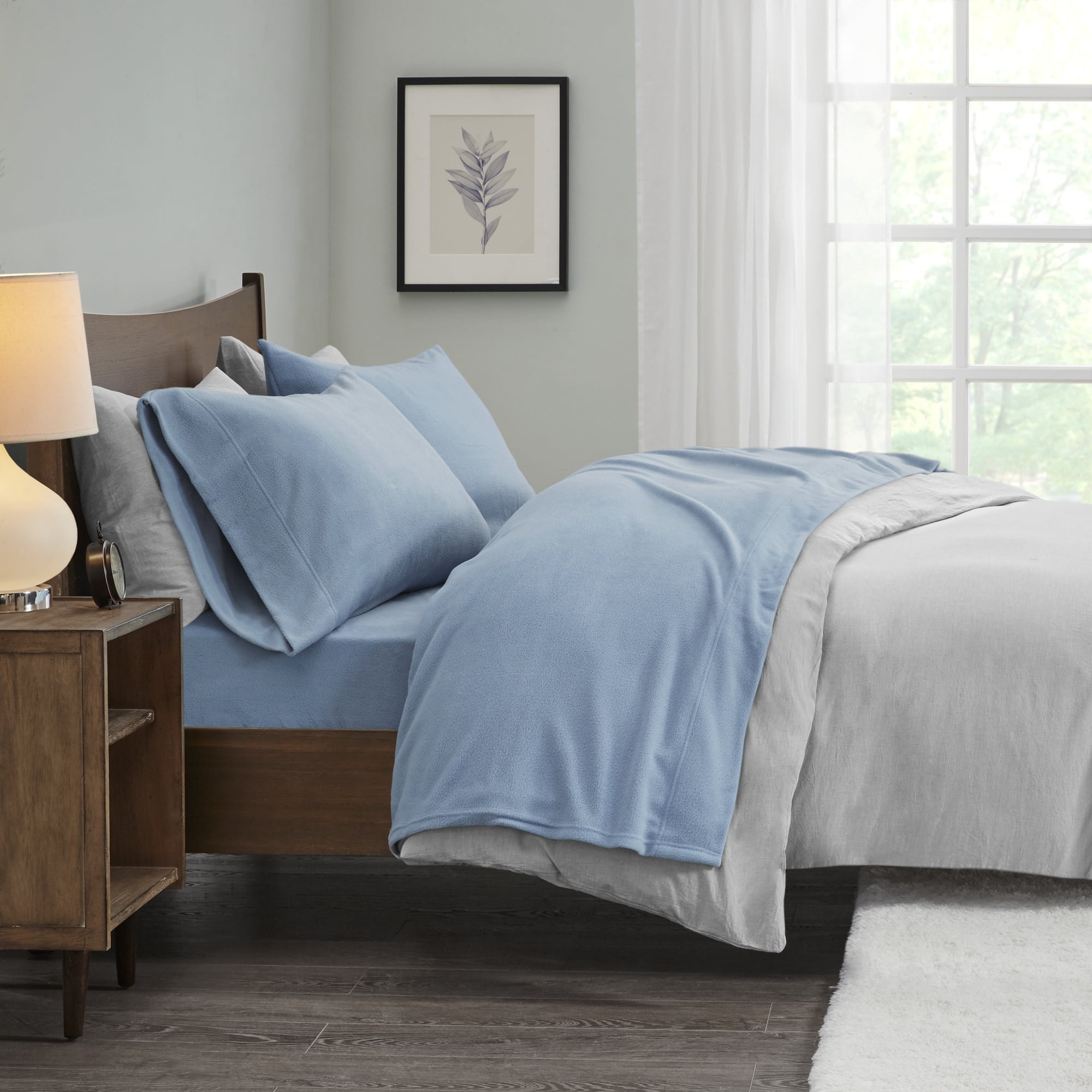 Comfort Classics Micro Fleece 3 Piece Blue Sheet Set, Twin-XL
