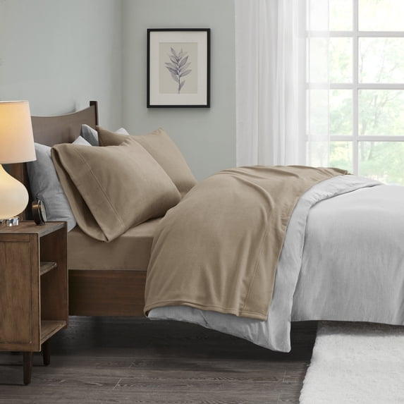 Comfort Classics Micro Fleece 3-Piece Brown Sheet Set, Twin
