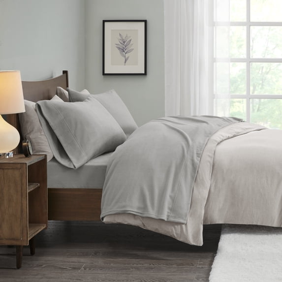 Comfort Classics Micro Fleece 3-Piece Grey Sheet Set, Twin XL