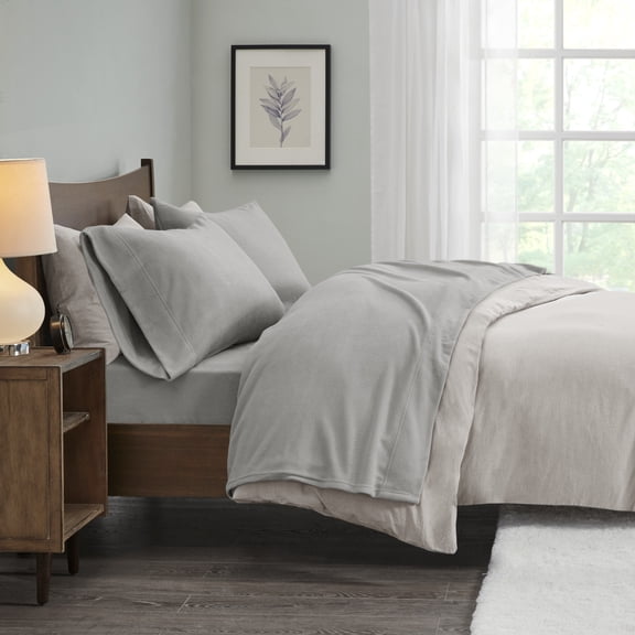 Comfort Classics Micro Fleece 3-Piece Grey Sheet Set, Twin XL