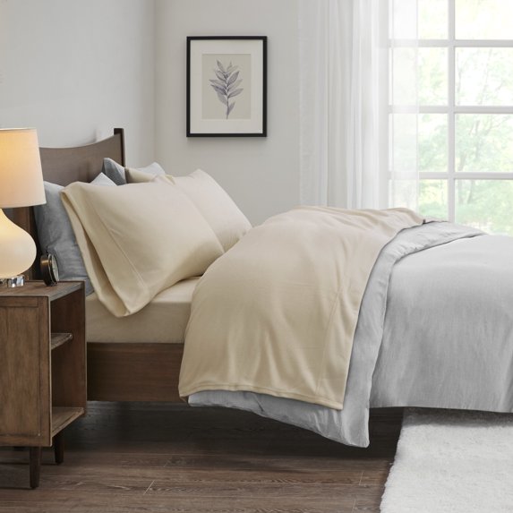 Comfort Classics Micro Fleece 4-Piece Khaki Sheet Set, Queen