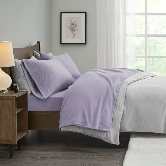 Comfort Classics Micro Fleece Sheet Set, Queen, Purple