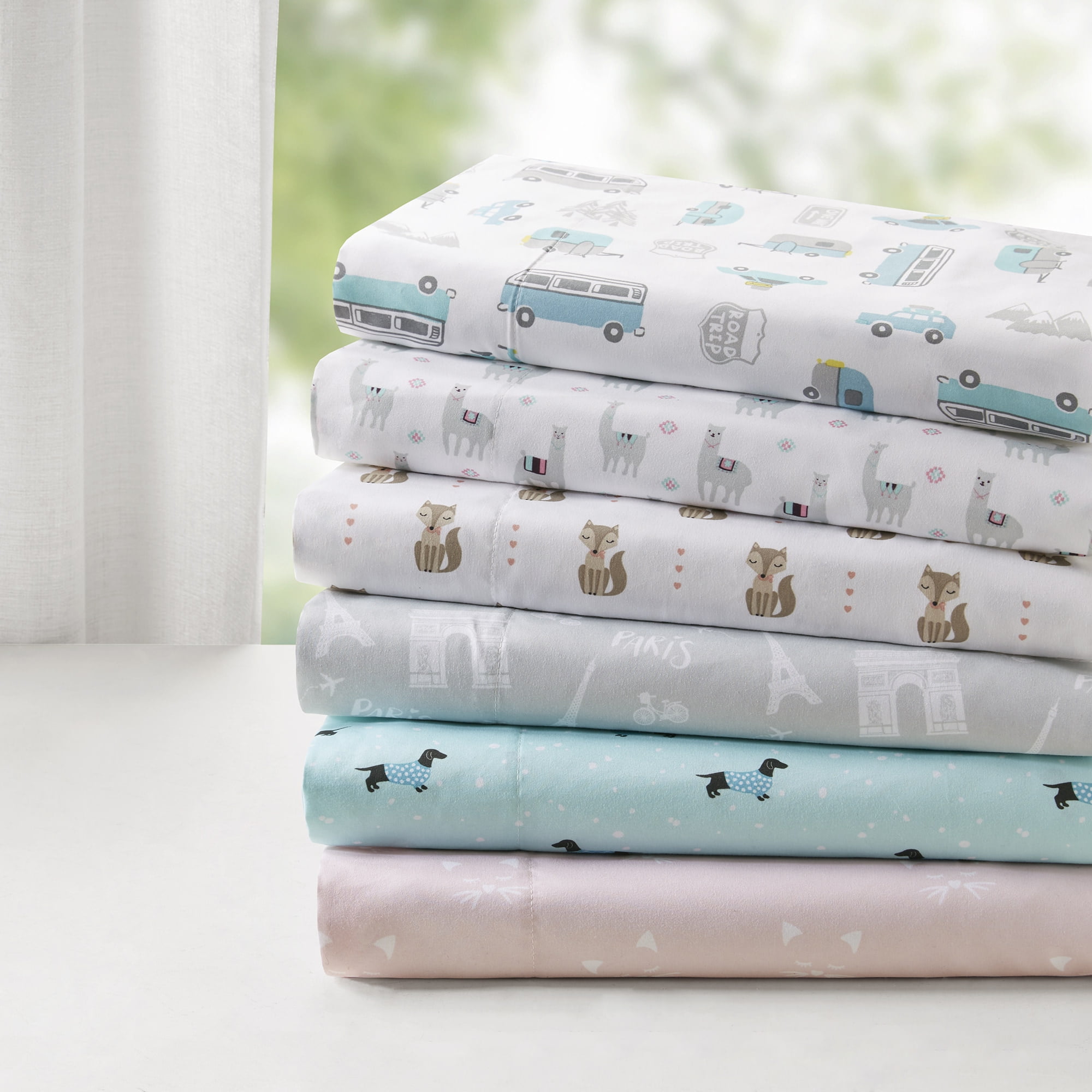 Grey/Blue Road Trip Microfiber Full Sheet Set